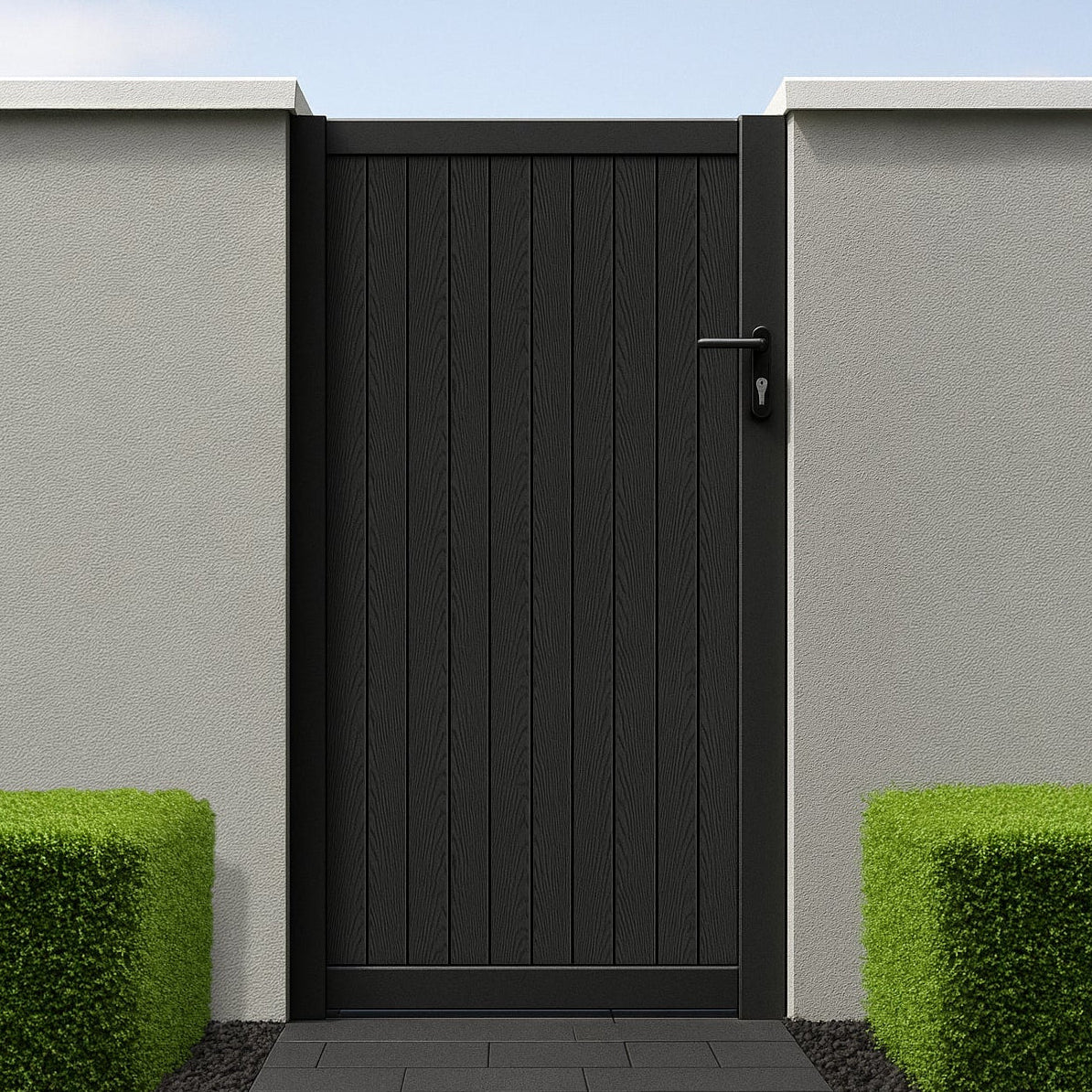 Grain Effect Vertical Slat Pedestrian Gate