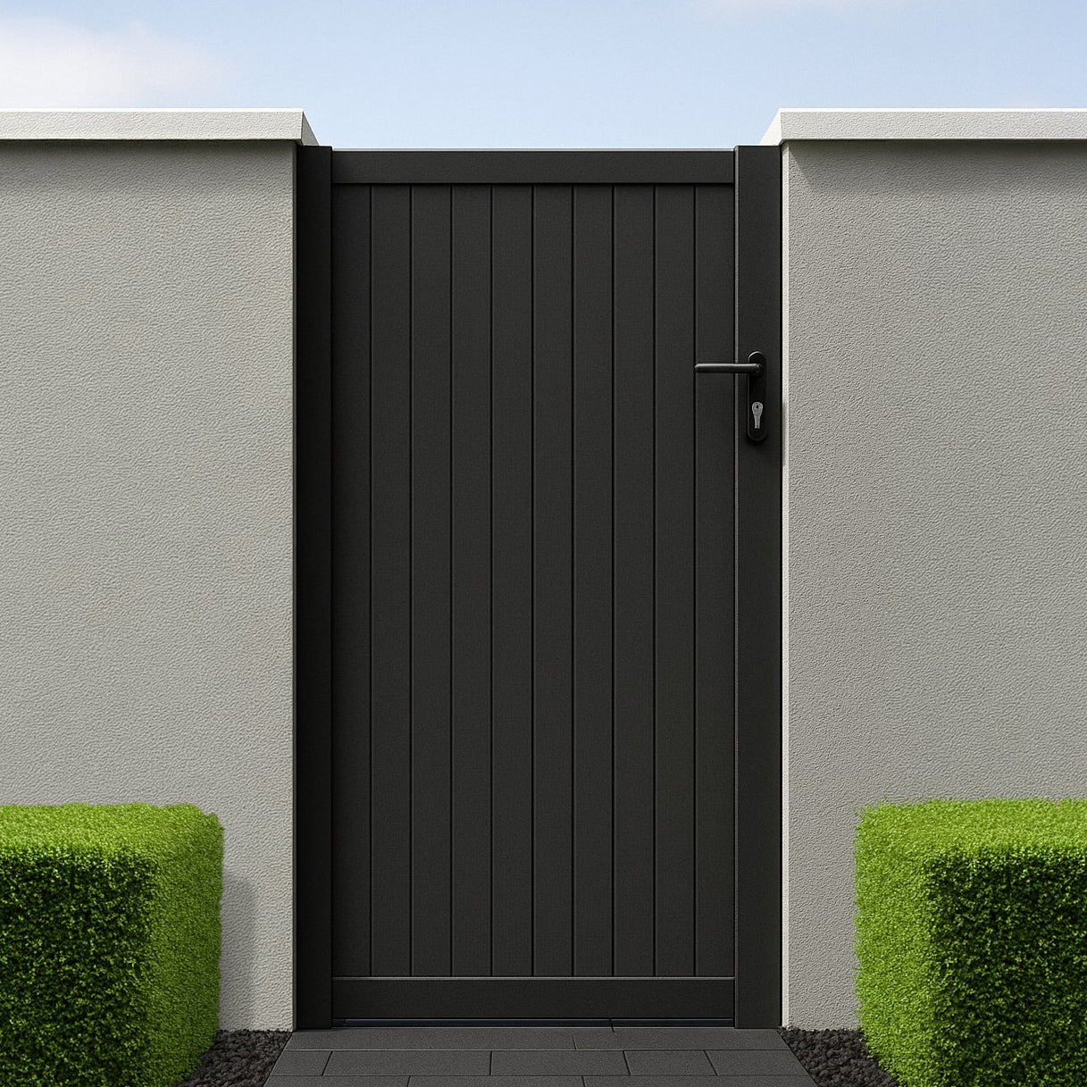 Aluminium Brushed Vertical Slat Pedestrian Gate