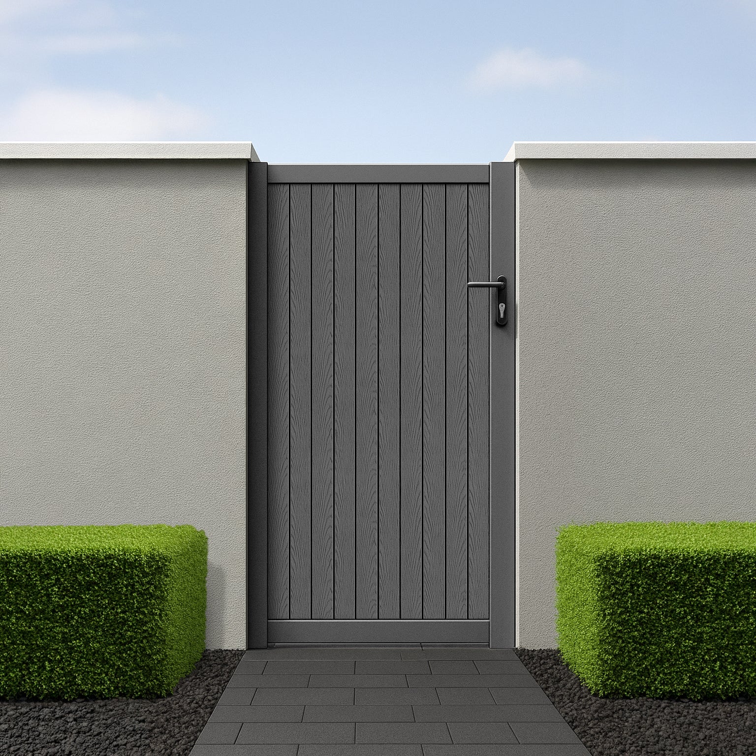 Grain Effect Vertical Slat Pedestrian Gate