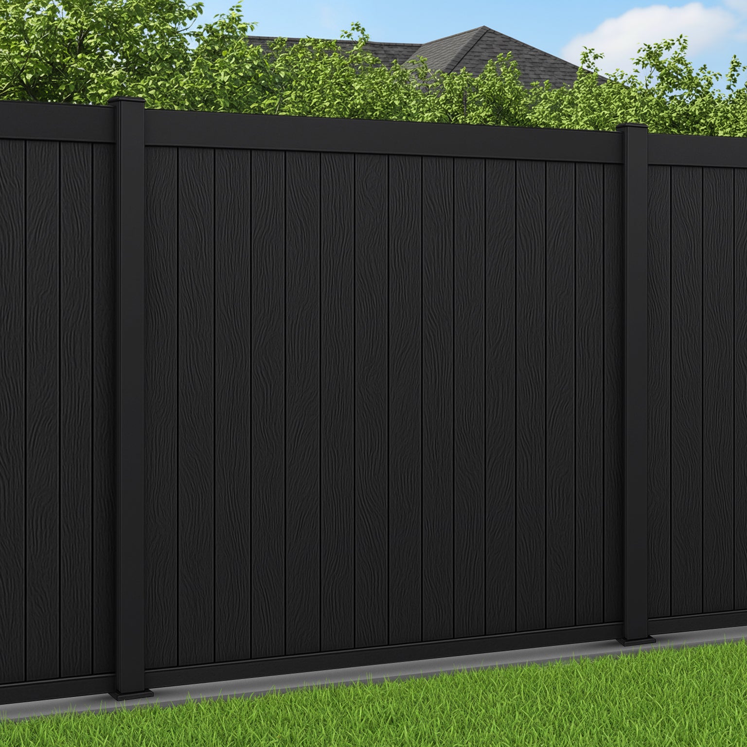 Grain Finish Vertical Slat Composite Fencing