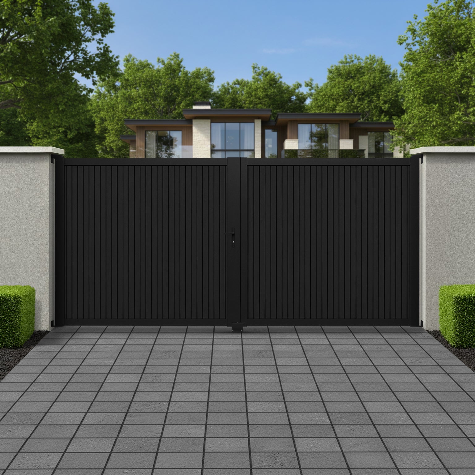 Grain Effect Swing Open Driveway Gate