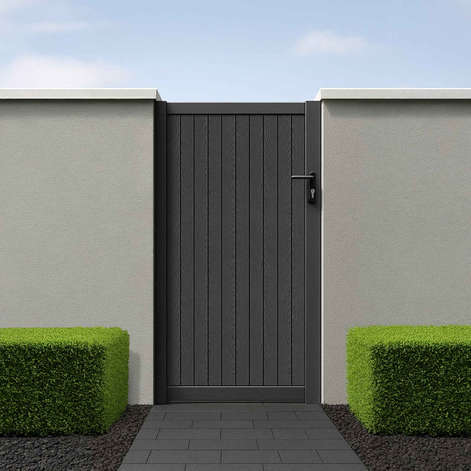 Grain Effect Vertical Slat Pedestrian Gate