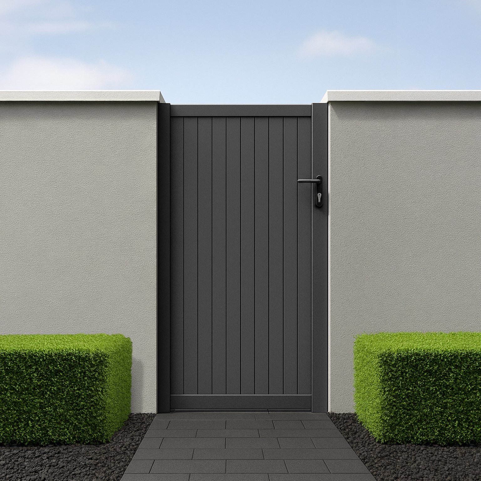 Aluminium Brushed Vertical Slat Pedestrian Gate