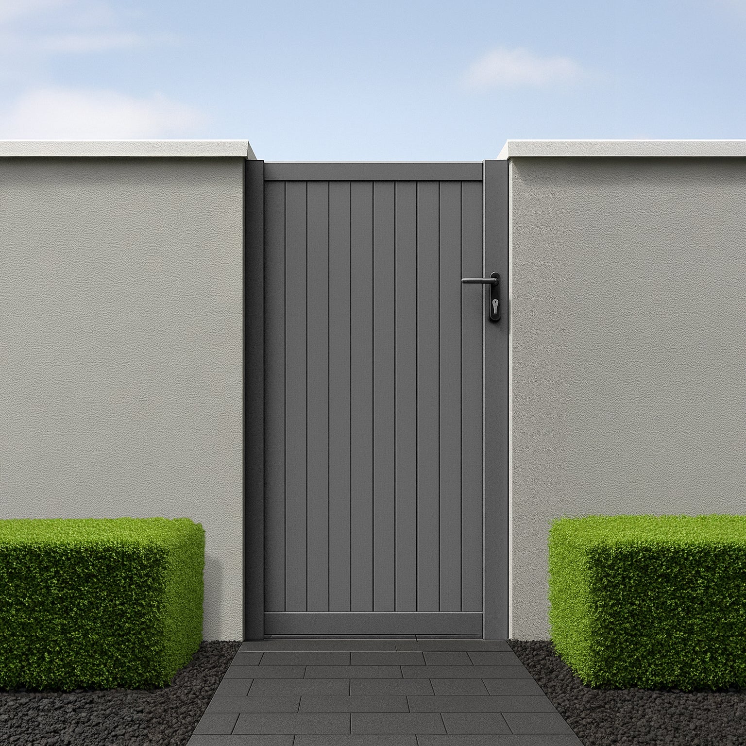 Aluminium Brushed Vertical Slat Pedestrian Gate