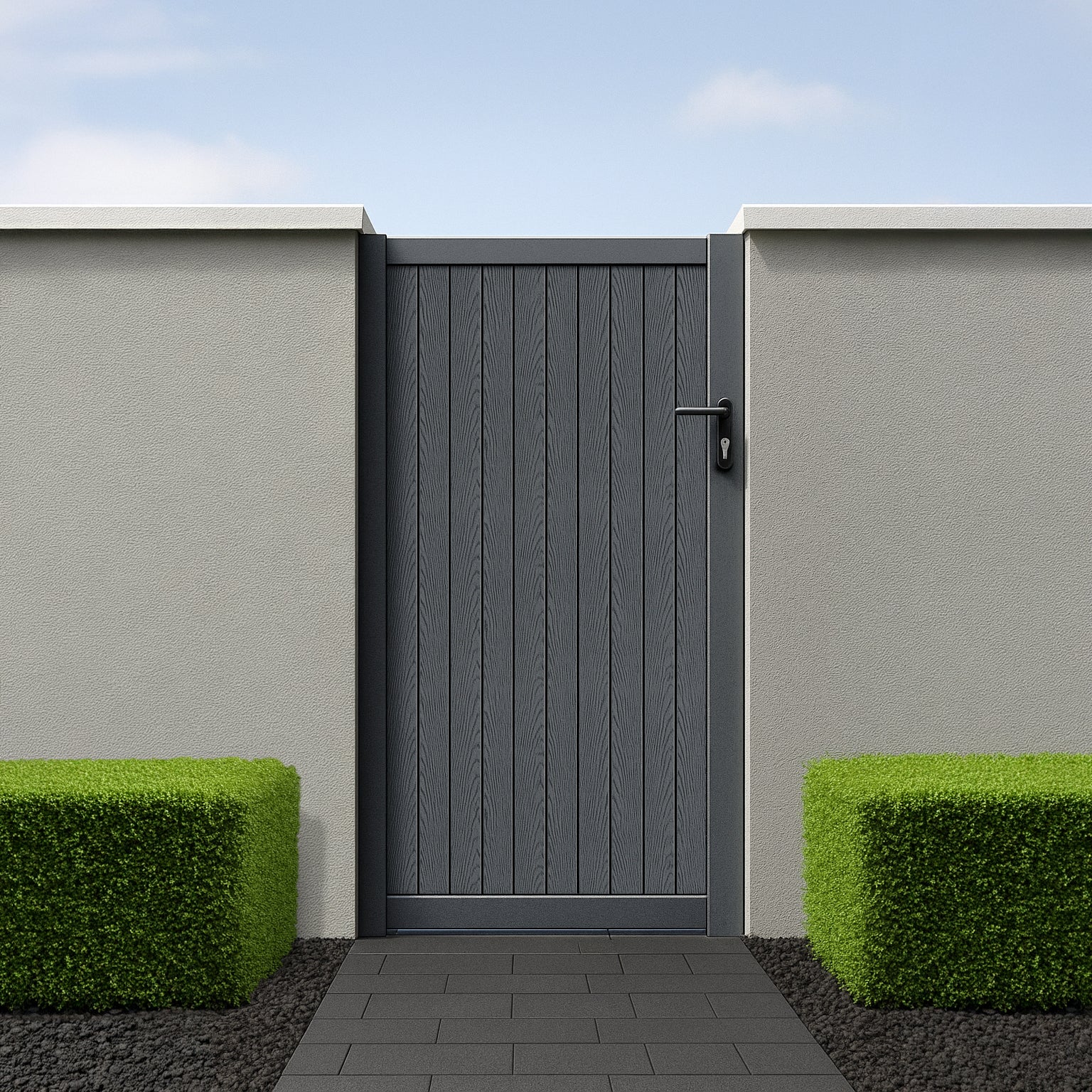 Grain Effect Vertical Slat Pedestrian Gate