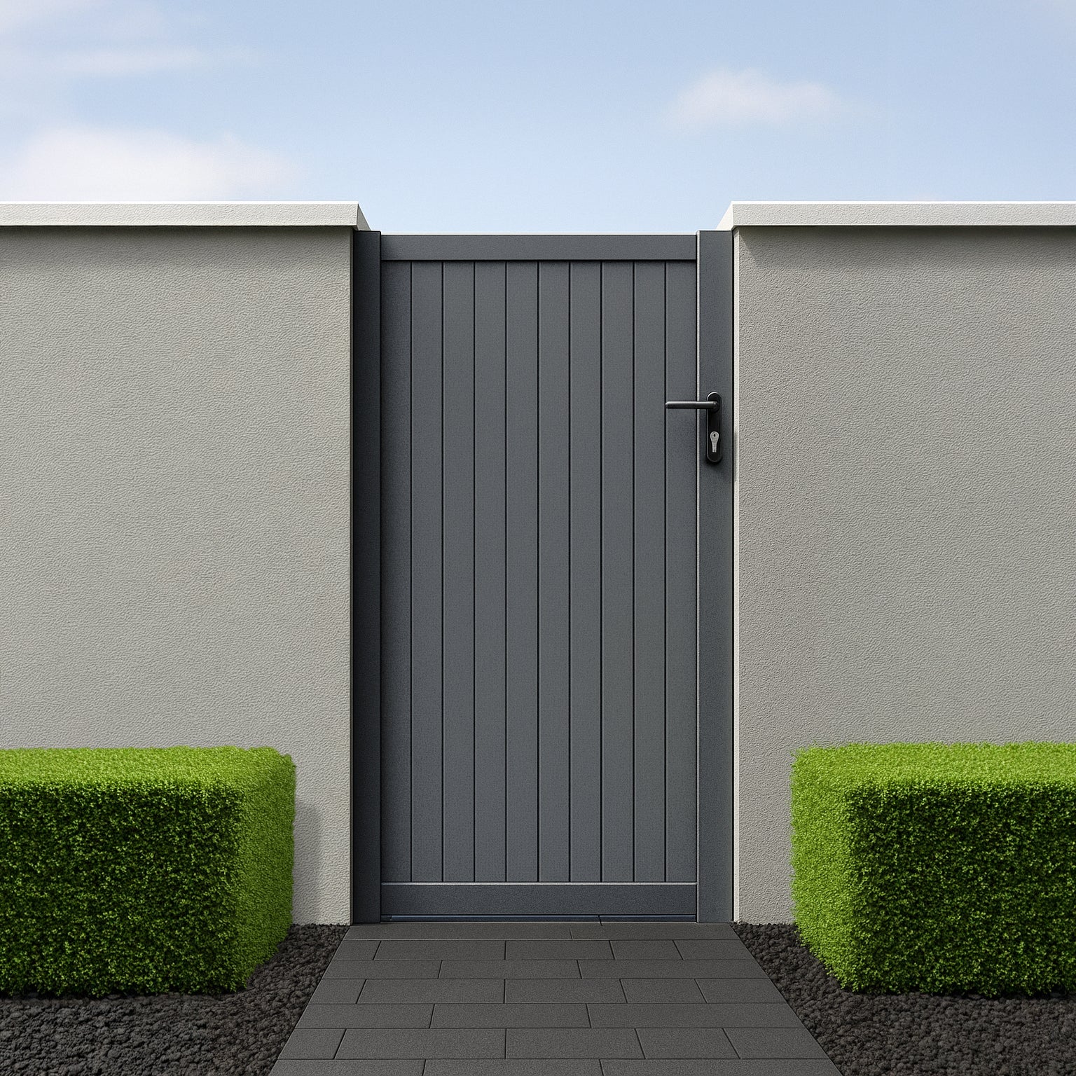 Aluminium Brushed Vertical Slat Pedestrian Gate